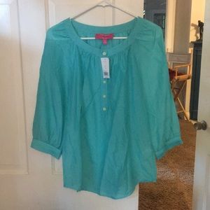 Blue cotton/silk blouse